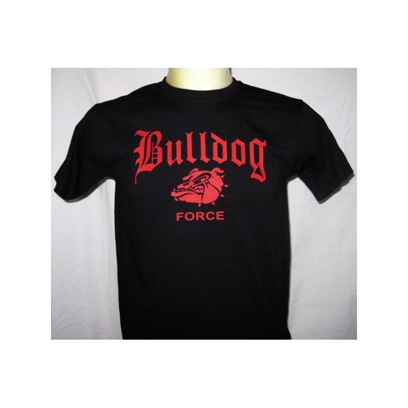 T-shirt Bulldog Force .  Noir et rouge.