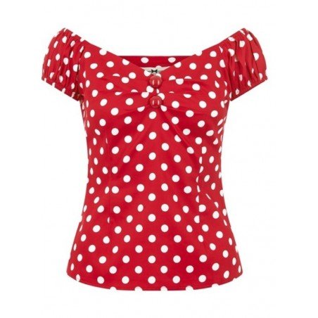 Top pin up Collectif "Dolores" gypsy Rouge pois blancs. rockabilly, retro,vintage.
