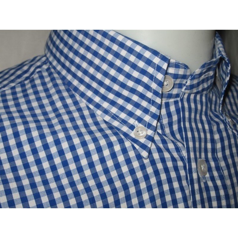 Chemise Relco London vichy 3mm Bleu et blanc.