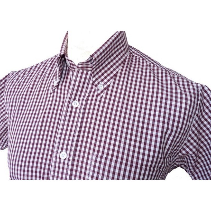 Chemise Relco London vichy 3mm Bordeaux et blanc.