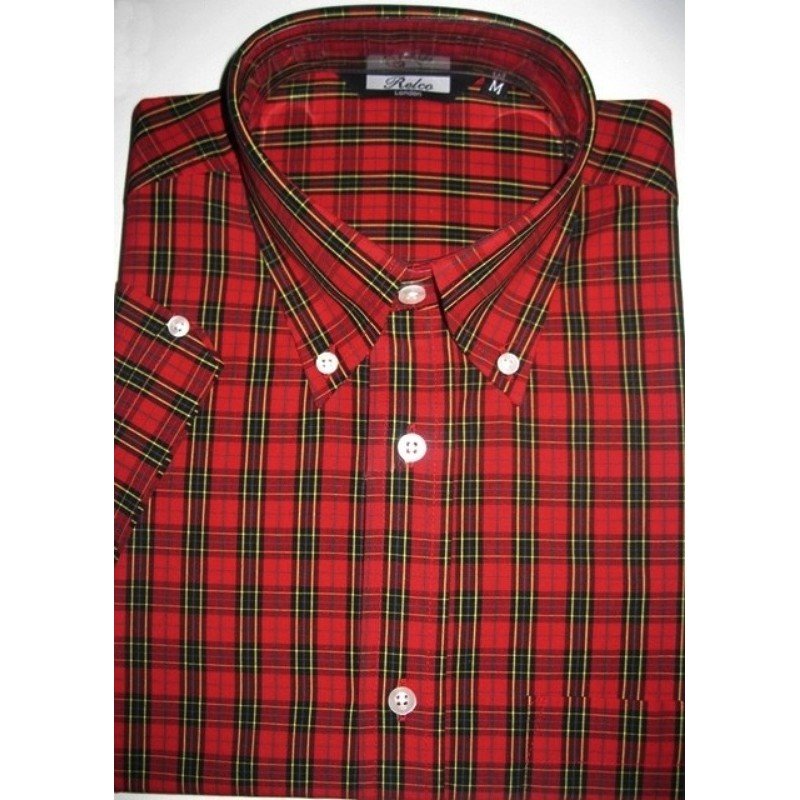 Chemise Relco London. Tartan 01.  rouge + noir + jaune.