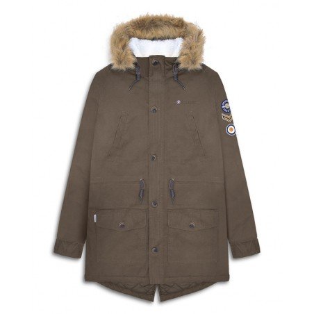 Parka Lambretta Clothing "Sherpa" verte  vue de face.