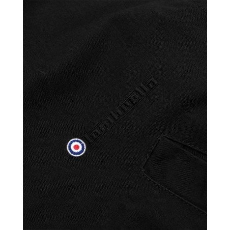 Cocarde Mods (mods target) et lettrage Lambretta bordés , coté coeur, sur parka lambretta Clothing .