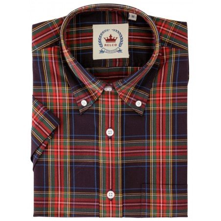 Chemise Relco London CK 64 tartan écossais bleu marine.