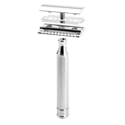 Rasoir de sureté Mühle R89. Rasoir à peigne fermé. 3 pièces composant le rasoir R89 + lame.