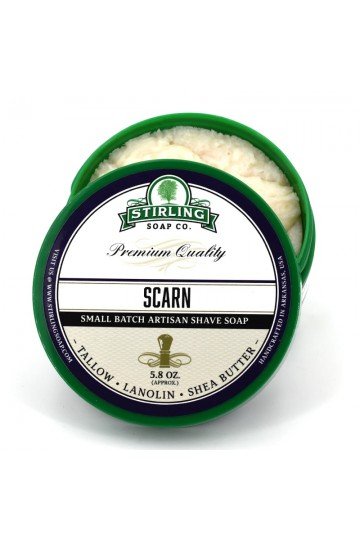 Savon à raser Stirling "Scarn". pot ouvert.