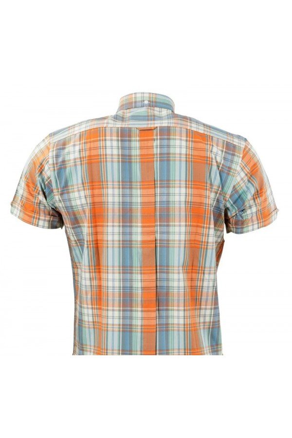 Chemise Relco London CK 68. Orange, blanc et bleu ciel.