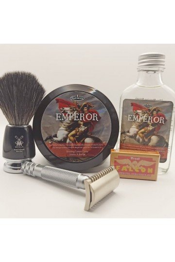 Savon à raser Razorock "Emperor" et après-rasage + Blaireau Mühle Rytmo + Rasoir The Goodfellas Smile "Impero" + Lame Falcon