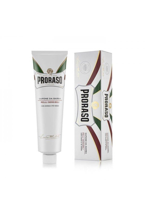 Crème à raser en tube Proraso Blanc.  Spécial peau sensible.