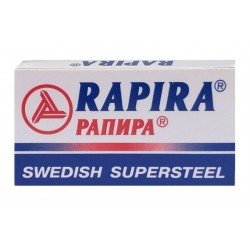 Lames de rasoir Rapira Swedish supersteel  (lames en acier suédois) au carbone). Boite de 5 lames.