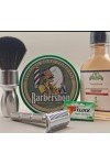 Savon à raser + après-rasage Stirling Barbershop + blaireau razorock silver 400.