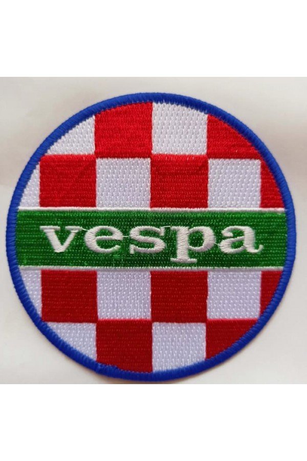 Patch Vespa - damier rouge blanc vert.