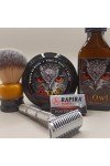 Savon à raser et après rasage B-owl, blaireau Fine "stout" , rasoir Razorock "Sloc"