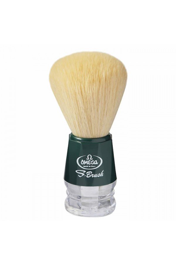 Blaireau Omega S-10018 en poils synthétiques . Vert . Basse touffe 24mm.