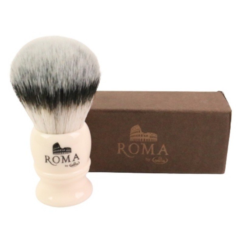 Blaireau Omega "Roma. Colosseo". Poils synthétiques. Diamètre base touffe 31 mm. Avec sa boite de présentation