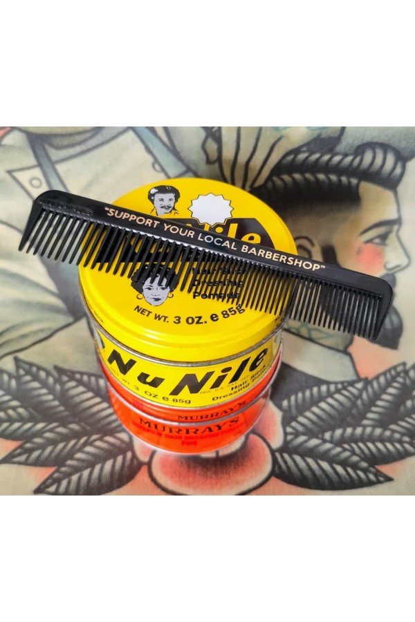 Peigne de poche incasable pour gominas retro. 2 largeurs de dents.