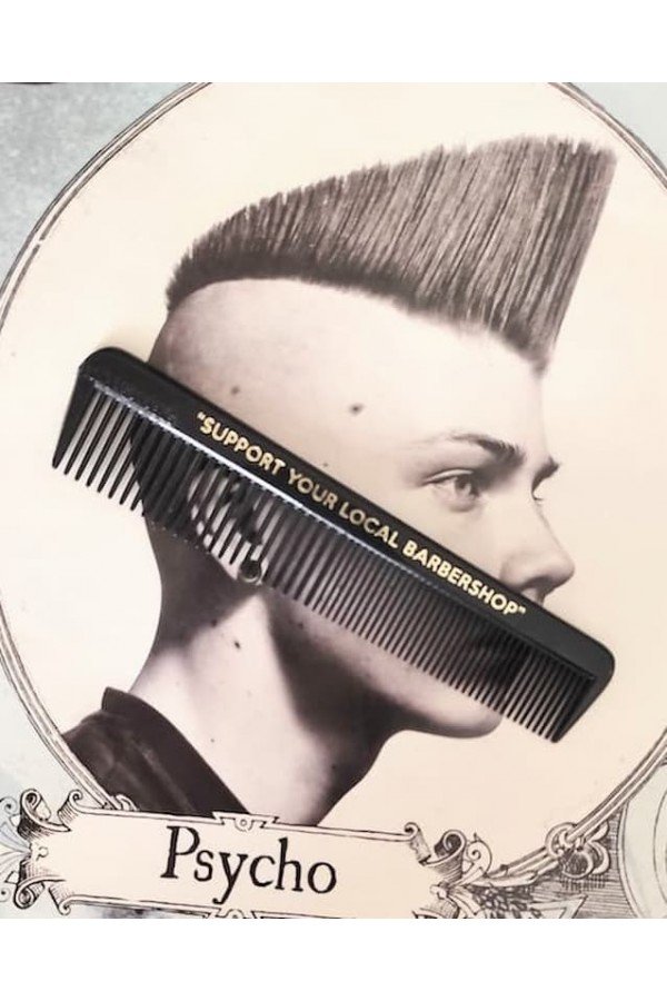 Peigne de poche barbershop. Spécial coiffures gominas. 12cms.