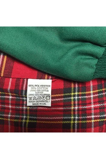 Blouson harrington  jacket, Vert bouteille. Etiquette de composition , Made in UK.