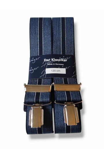 Bretelles "Der Klassiker" larges à pinces rayées bleu. 36 mm.