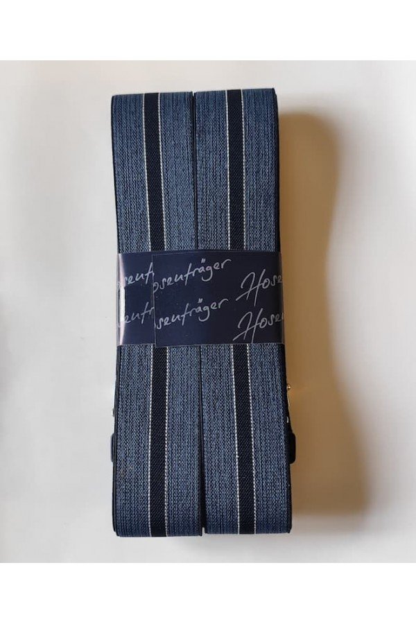 Bretelles "Der Klassiker" larges à pinces rayées bleu. 36 mm.