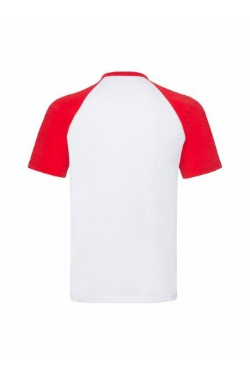 t-shirt baseball fruit of the loom blanc. Col et manches rouges