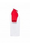 t-shirt fruit of the loom baseball. Blanc col et manches rouges