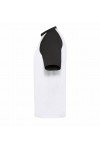 T-shirt baseball Fruit of the Loom blanc manches noires. Manches courtes.