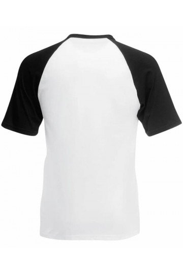 T-shirt Fruit of the Loom baseball. T-shirt blanc manches courtes noires.