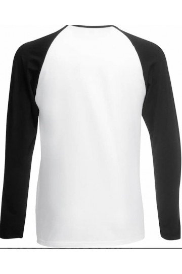 t-shirt baseball manches longues. Fruit of the loom. Blanc/Noir.