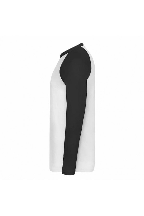 T-shirt baseball Fruit of the Loom. Blanc/noir. Manches longues.