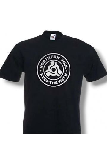 T-shirt Northern Soul Keep the Faith. 45 T adaptor. 6 tailles disponibles.