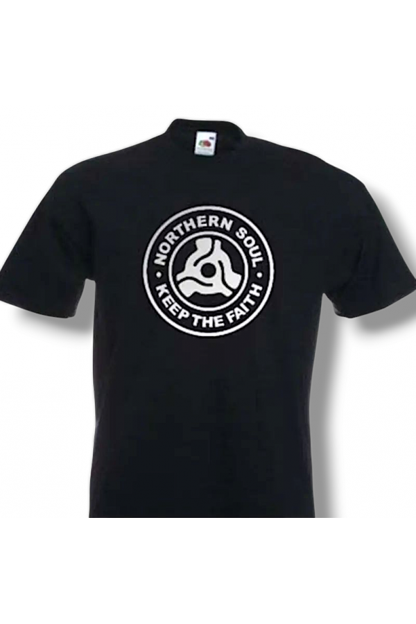 T-shirt Northern Soul Keep the Faith. 45 T adaptor. 6 tailles disponibles.