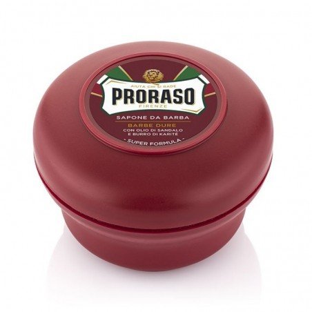 Savon à Raser Proraso. Spécial barbe dure. Proraso " bol Rouge" 150ml. Parfum aux notes aromatiques de bois de santal.