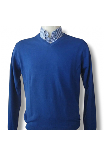 Pull Col V manches longues bleu royal. Moonstomp Clothing. Disponible en 4 tailles.