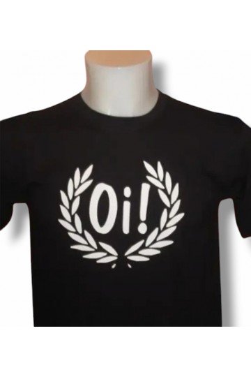 T-shirt oi! laurier. Grand logo oi! au milieu d'une couronne de laurier. Noir blanc. 6 tailles.