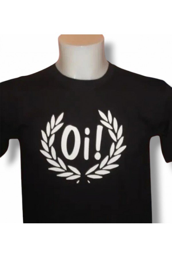 T-shirt oi! laurier. Grand logo oi! au milieu d'une couronne de laurier. Noir blanc. 6 tailles.
