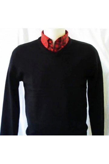 Pull col V noir manches longues Moonstomp Clothing. 5 tailles disponibles.