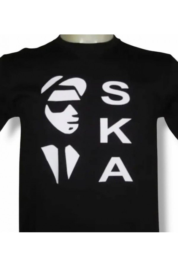 T-shirt noir SKA 2 Tone. Grand logo blanc.
