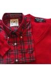 pull rouge col V Moonstomp Clothing + chemise écossais  rouge Relco London.