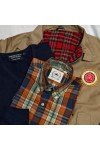 Pull marine col V Moonstomp Clothing + chemise Relco London + harrington jacket JB camel.