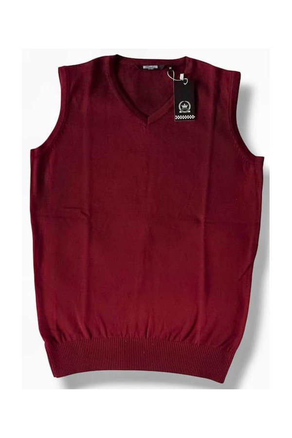 Pull débardeur tank top bordeaux. Tank top sans manches Relco London.