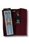 Pull débardeur tank top bordeaux Relco London. Bretelles fines bleu ciel Relco London.