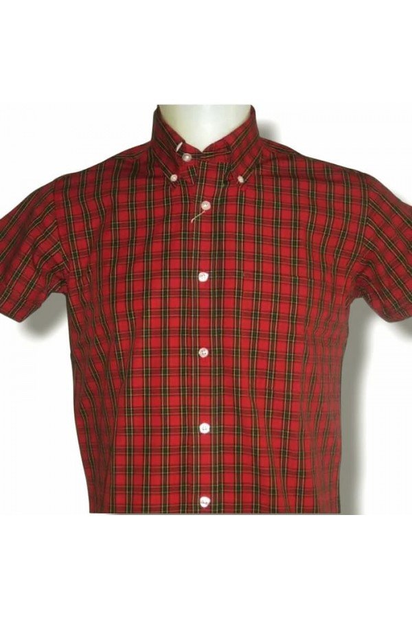 Chemise écossais rouge Relco Clothing London. Tartan 01. Manches courtes.