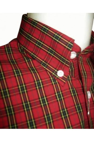 Chemise Relco London écossais rouge. Tartan 01. Manches courtes.