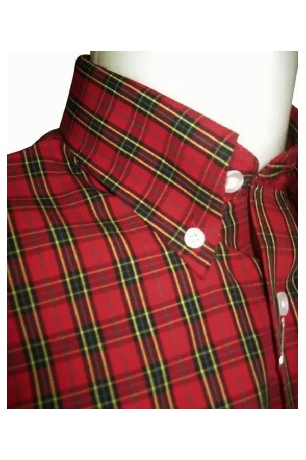 Chemise Relco London écossais rouge. Tartan 01. Manches courtes.