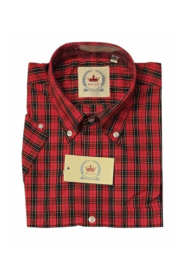 Chemise Relco London. Tartan 01. Chemise manches courtes écossais rouge Relco Clothing.