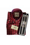 Chemise écossais rouge Relco London + Bretelles noires Relco London.
