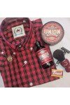 Chemise écossais rouge Relco London. Tartan 01. + Rasoir Fatip + blaireau Semogue + savon à raser Moon Soaps.