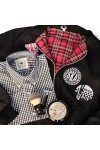 Chemise vichy noir Relco London + Harrington jacket anglais JB noir + blaireau + savon à raser Razorock + Rasoir Merkur.