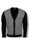Cardigan Relco London carreaux damier noir et blanc. Veste à bouton retro style ska 2 Tone.